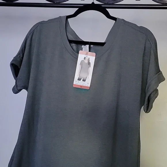 Matty M size M french TERRY ROLL CUff TEE Ligh heather oliva ITEM#1514670 - Picture 5 of 12